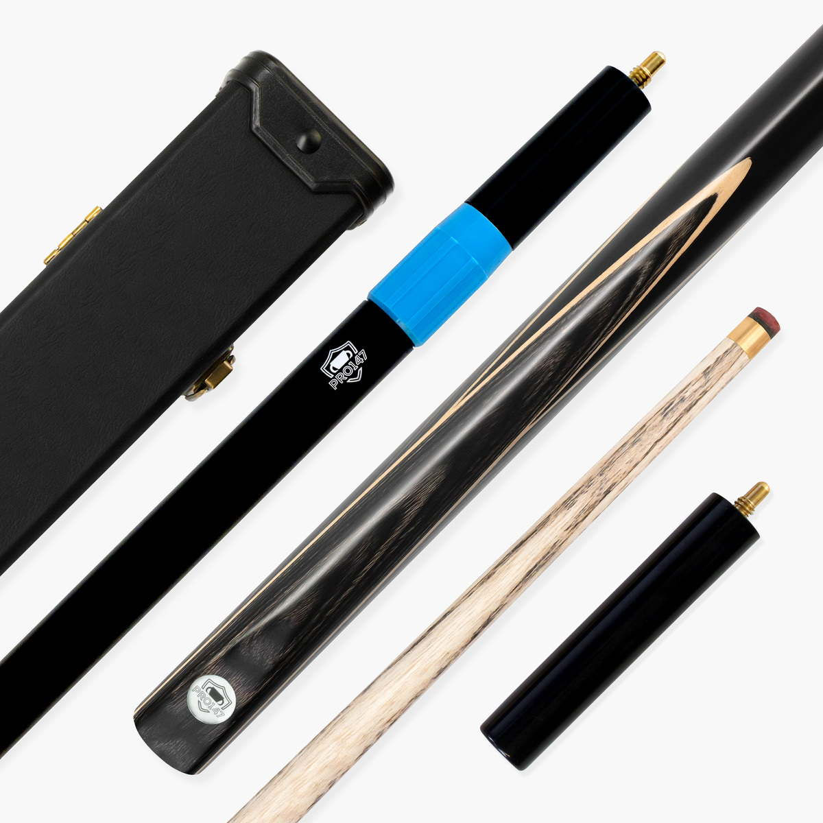 PRO147 Trident 1 Piece Snooker and Pool Cue and Case Set with 9.5mm Layered Tip