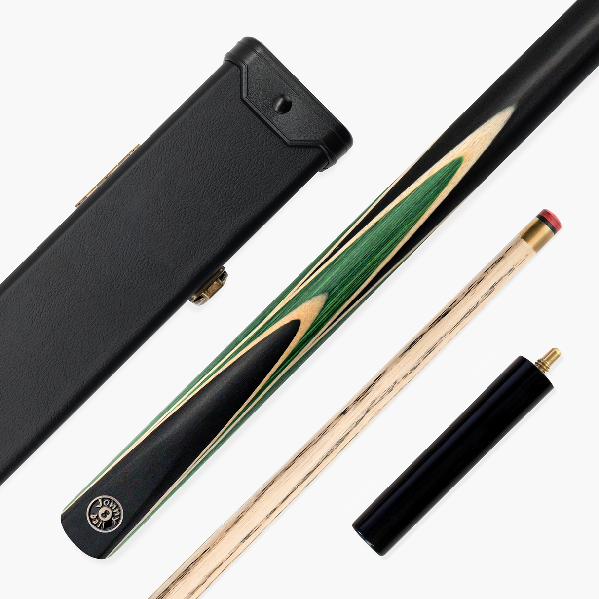 Jonny 8 Ball Sniper 3/4 Pool Cue and Case Set 8mm Tip with Black Hard Case + Mini Butt