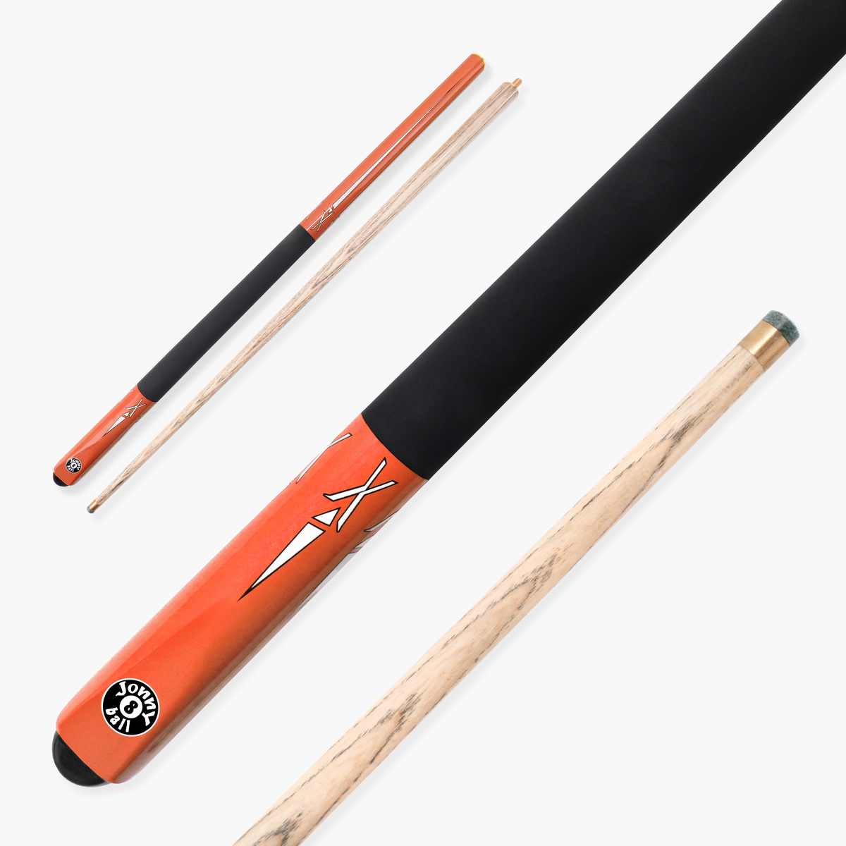 Jonny 8 Ball Orange Torpedo 48 Inch 2 Piece Junior Kids Snooker and Pool Cue 9.5mm Tip