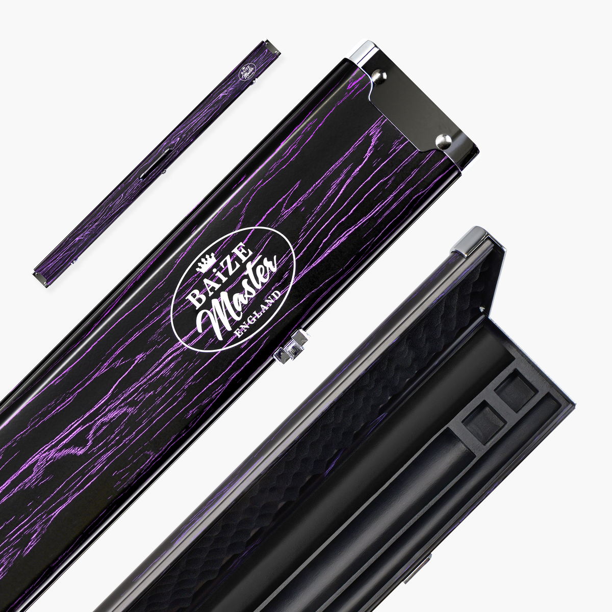 Baize Master Woodgrain 1 Piece 3 Slot Aluminium Snooker and Pool Cue Case - Holds 2 Cues + Extensions