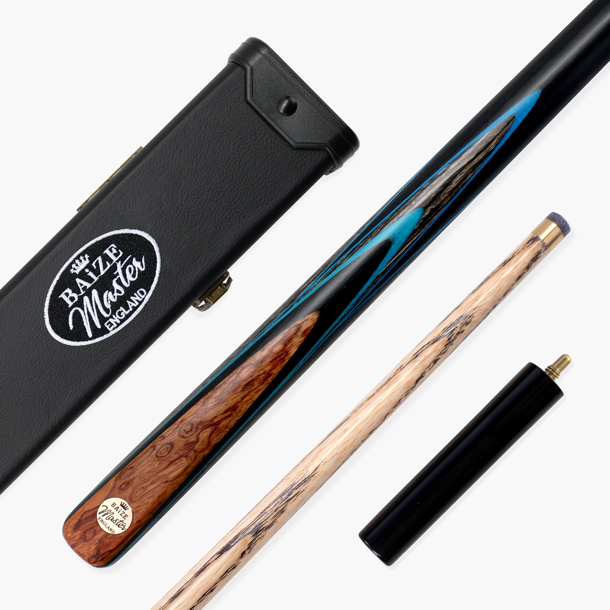 Baize Master Sapphire Marksman ¾ Joint English Pool Cue and Case Set with 8.5mm Baize Master Blue Pressed Tip