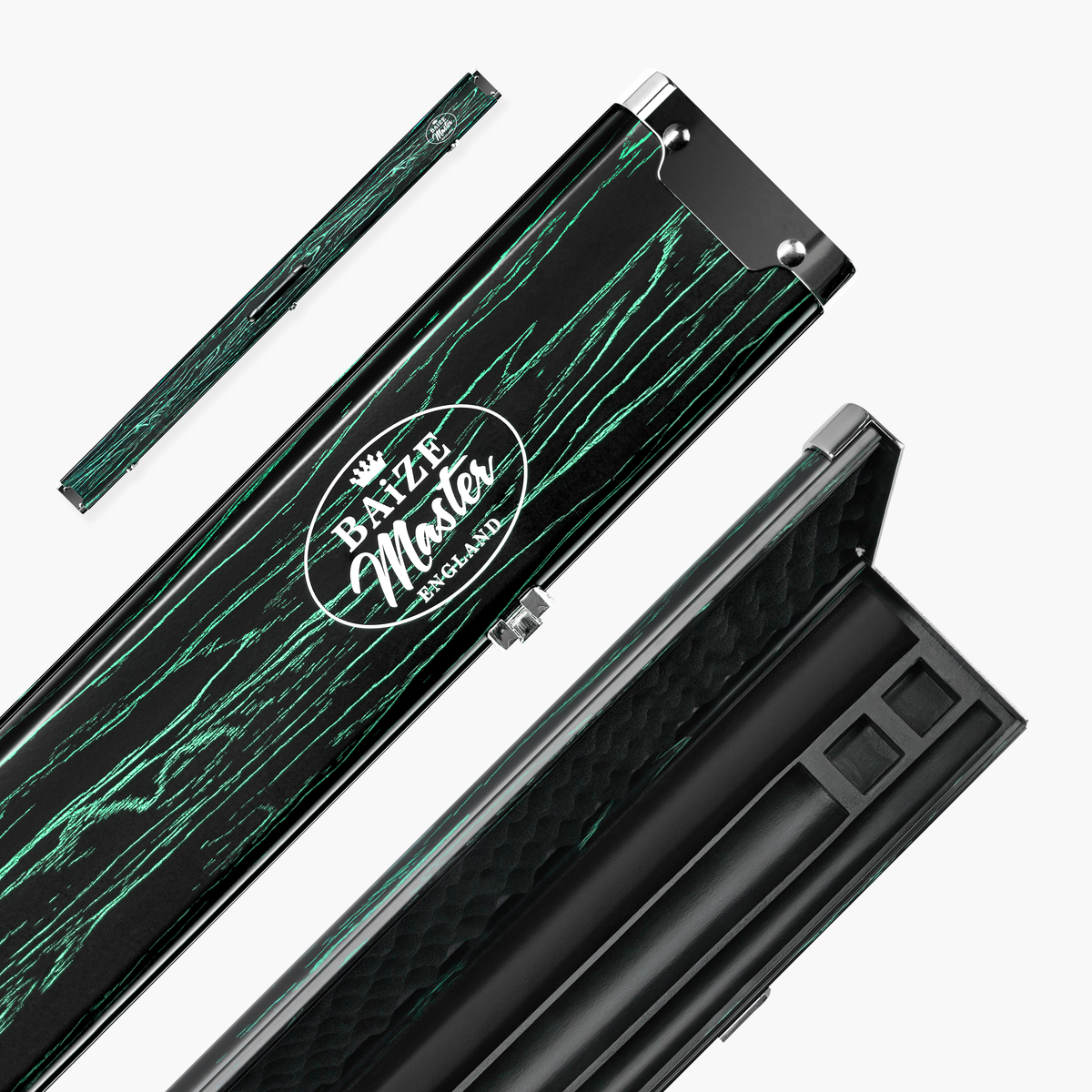 Baize Master Woodgrain 1 Piece 3 Slot Aluminium Snooker and Pool Cue Case - Holds 2 Cues + Extensions