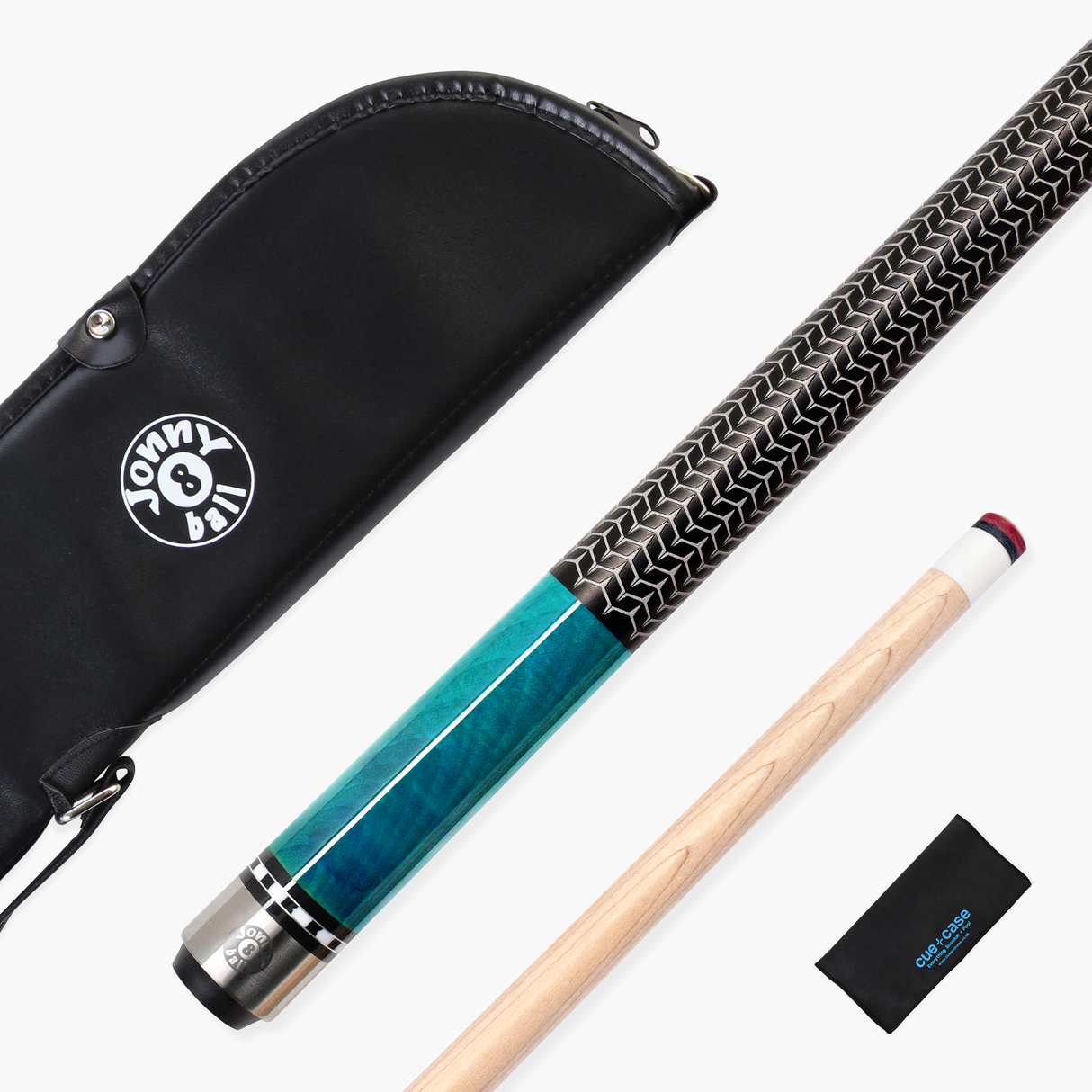 Jonny 8 Ball IRONWEAVE 2 Piece American Pool Cue and Case Set with 12.5mm Layered Leather Tip