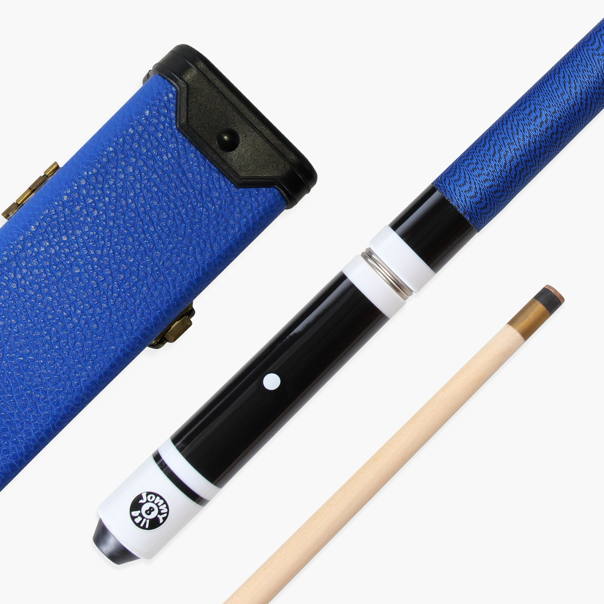 Jonny 8 Ball 4 Piece Hardwood Adjustable Snooker Pool Cue and HARD CASE Set with 4 x 11mm Spare Tips