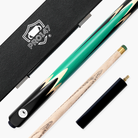 PRO147 Lancet 3/4 Joint Snooker and Pool Cue and Case Set with 9.5mm Green Layered Tip