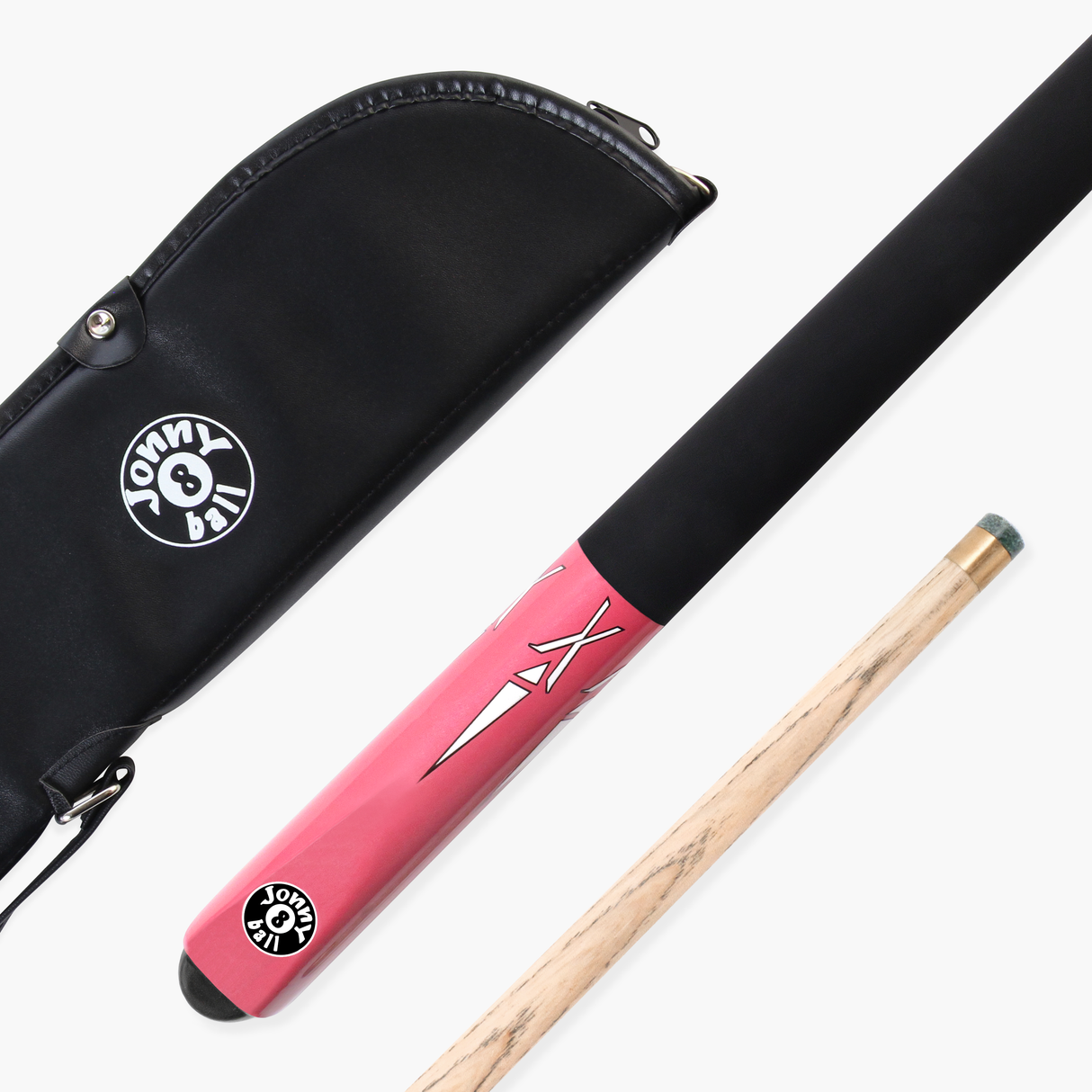 Jonny 8 Ball PINK TORPEDO 48 Inch 2 Piece Junior Kids Snooker Pool Cue and Case Set 9.5mm Tip