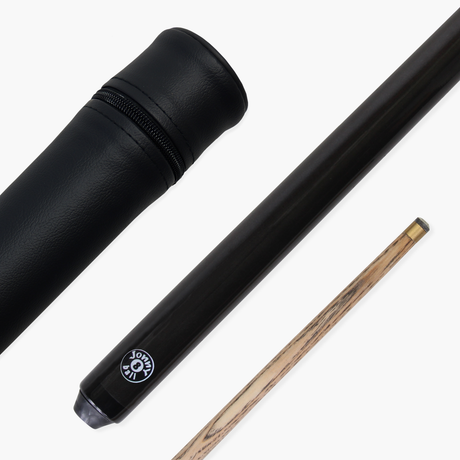Jonny 8 Ball BLACK JET PRO PRECISION 57 Inch 8mm Tip English Pool Cue with Matching Ash Grain and Jonny 8 Ball Tubular Case