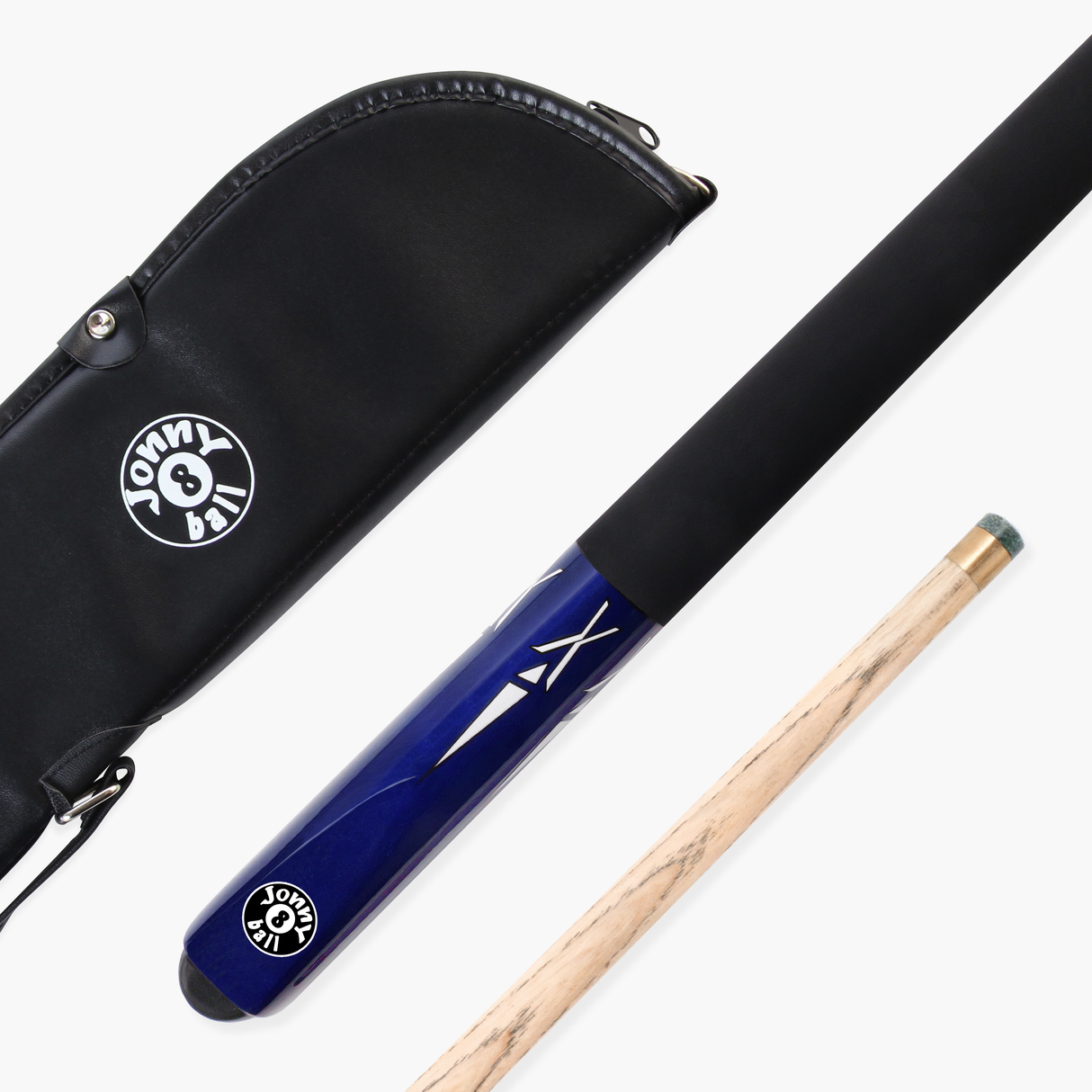 Jonny 8 Ball BLUE TORPEDO 48 Inch 2 Piece Junior Kids Snooker Pool Cue and Case Set 9.5mm Tip