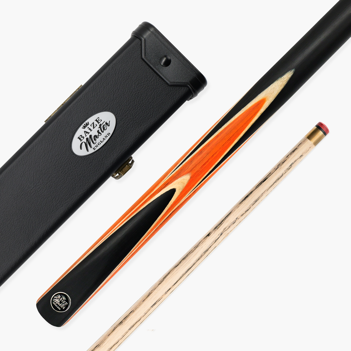 Baize Master CRUCIBLE 2 Piece Snooker and Pool Cue and Case Set with 9.5mm Red Layered Pro Tip