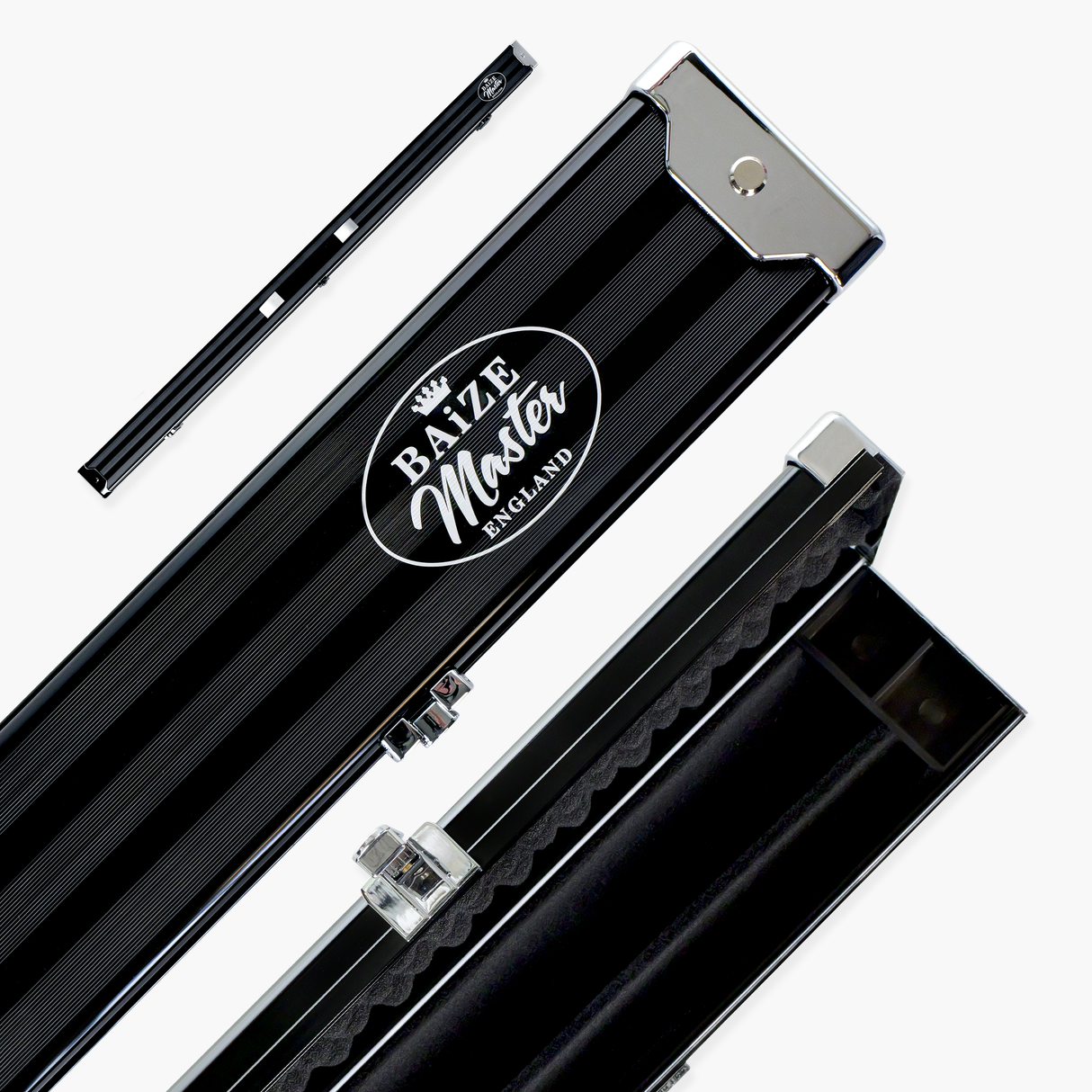 Baize Master BLACK 3/4 PRO LINE Aluminium Metal Ends Snooker Pool Cue Case - Holds 1 Cue