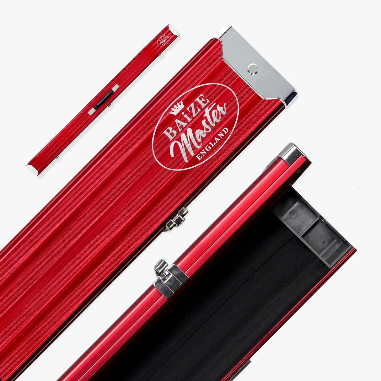 Baize Master WIDE RED 3/4 PRO LINE Aluminium Metal Ends Snooker Pool Cue Case - Holds 2 Cues