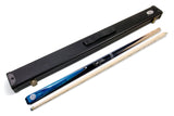 Baize Master Jimmy White Signature Blue Conquest 48 Inch 2 Piece Snooker Pool Cue and Case Set with 2 Piece Black White Interior Case - 9.5mm Tip