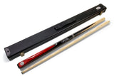 Baize Master Jimmy White Signature Red Conquest 48 Inch 2 Piece Snooker Pool Cue and Case Set with 2 Piece Black White Interior Case - 9.5mm Tip