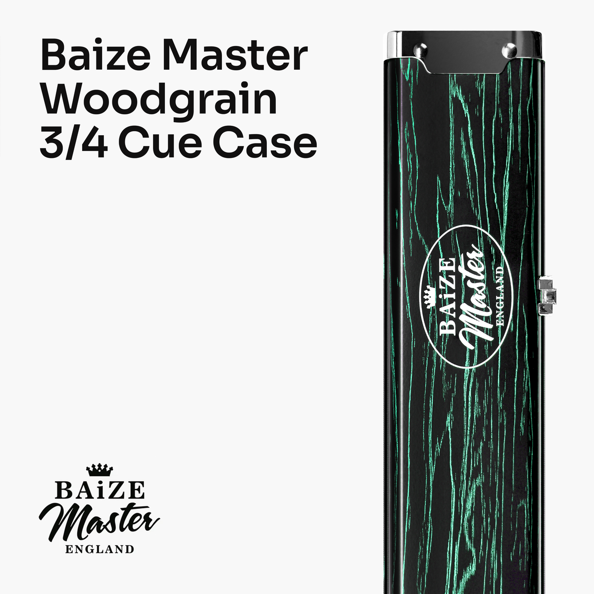 Baize Master Woodgrain 3/4 3 Slot Aluminium Snooker and Pool Cue Case - Holds 2 Cues + Extensions