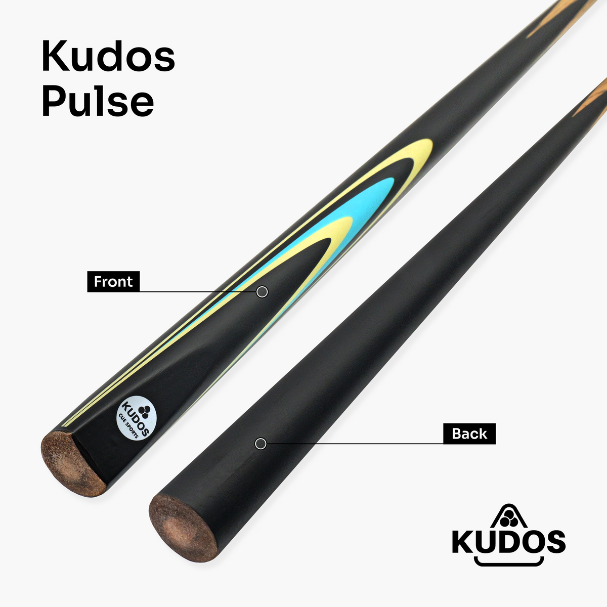 Kudos Pulse 57 Inch 2 Piece Heavy Weight Snooker and Pool Cue with 9.5mm Tip