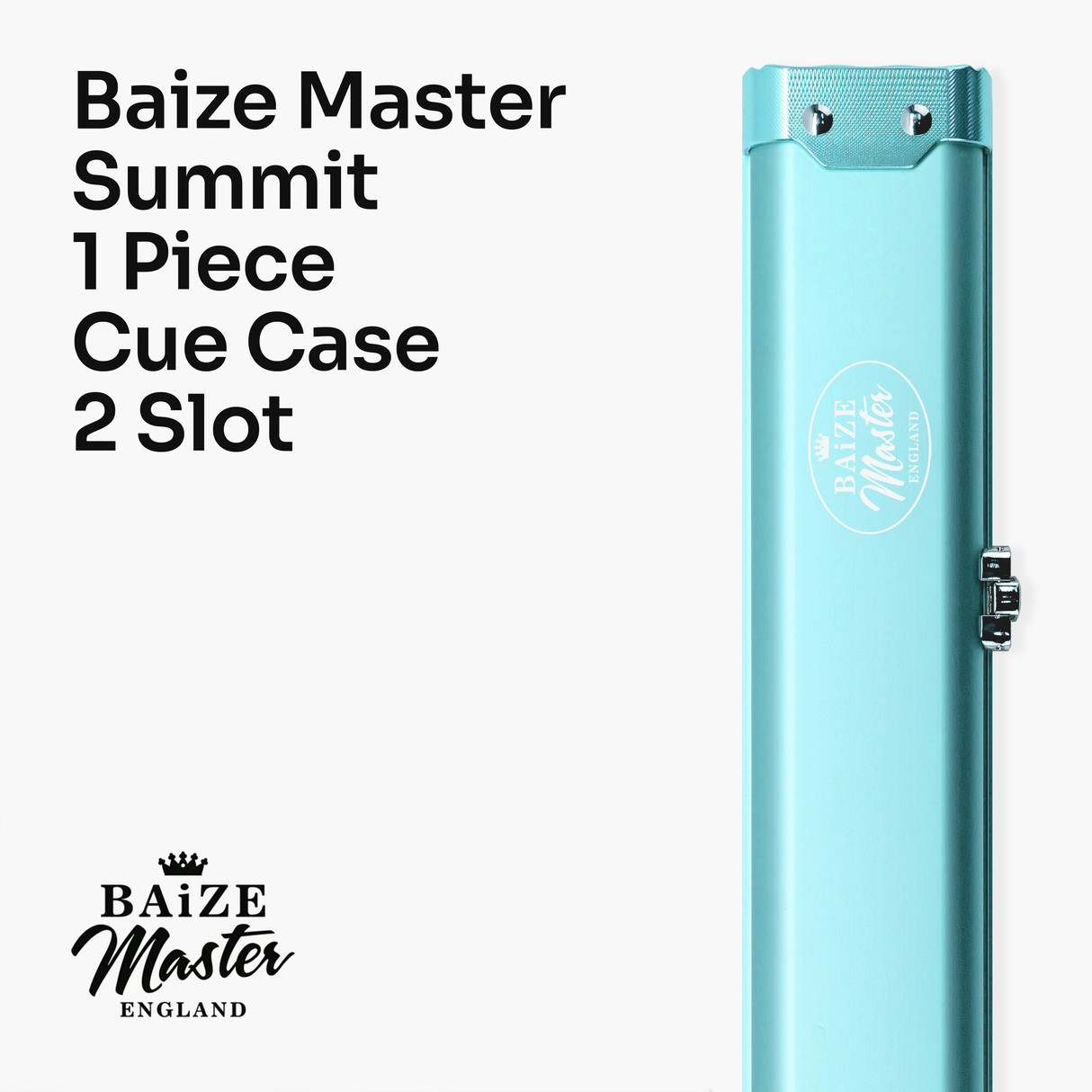 Baize Master Summit One Piece Two Slot Luxury Aluminium Snooker and Pool Cue Case with Chunky Metal Ends – Holds 2 x One Piece Cues