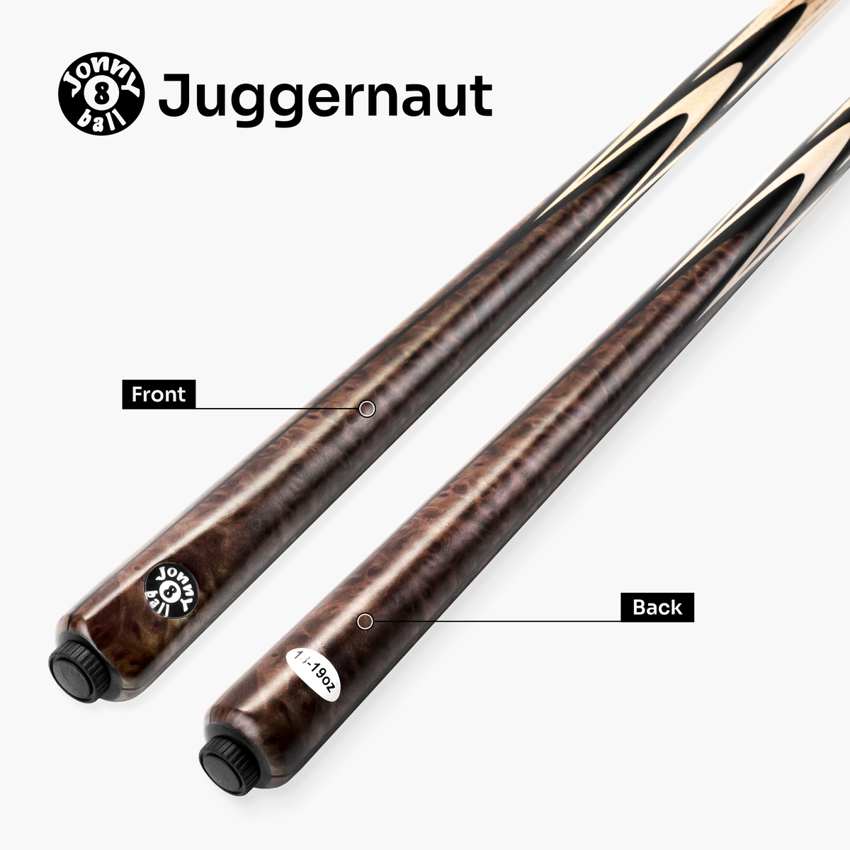 Jonny 8 Ball Juggernaut 57 Inch 1 Piece Ash English Pool Break Cue with Phenolic Ferrule and 10.5mm Crystal Tip