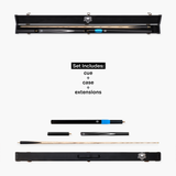 PRO147 Striker 3/4 Jointed Snooker and Pool Cue and Case Deluxe Set with 9.5mm Green Layered Tip