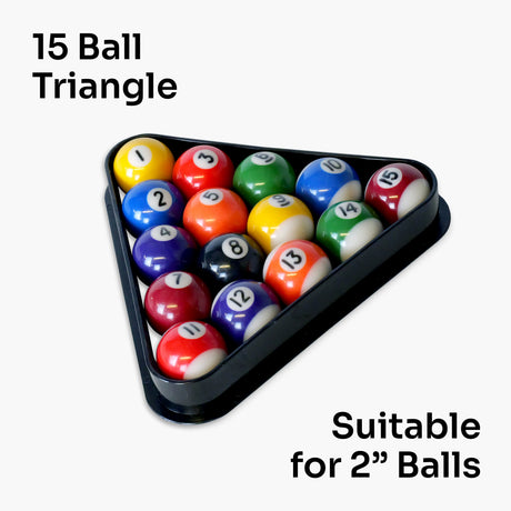 2'' (51mm) 15 Ball BLACK Plastic Triangle (Standard Pub Pool Triangle) for 2 INCH Balls Cue & Case