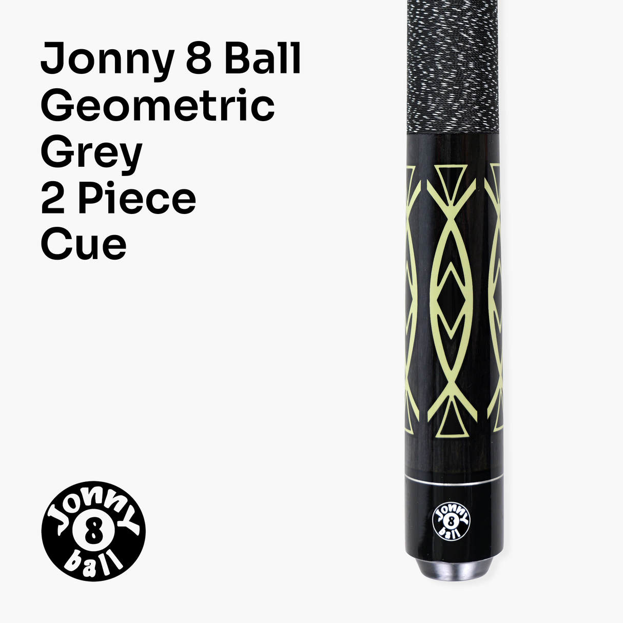 Jonny 8 Ball Geometric 57 Inch 2 Piece Snooker Pool Cue 10mm Tip