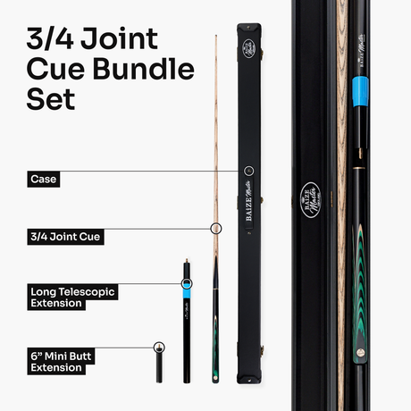 Baize Master Emerald Centurion 3/4 Joint Snooker and Pool Cue and Case Set with 9.5mm Pro Impact Hybrid Tip Baize Master