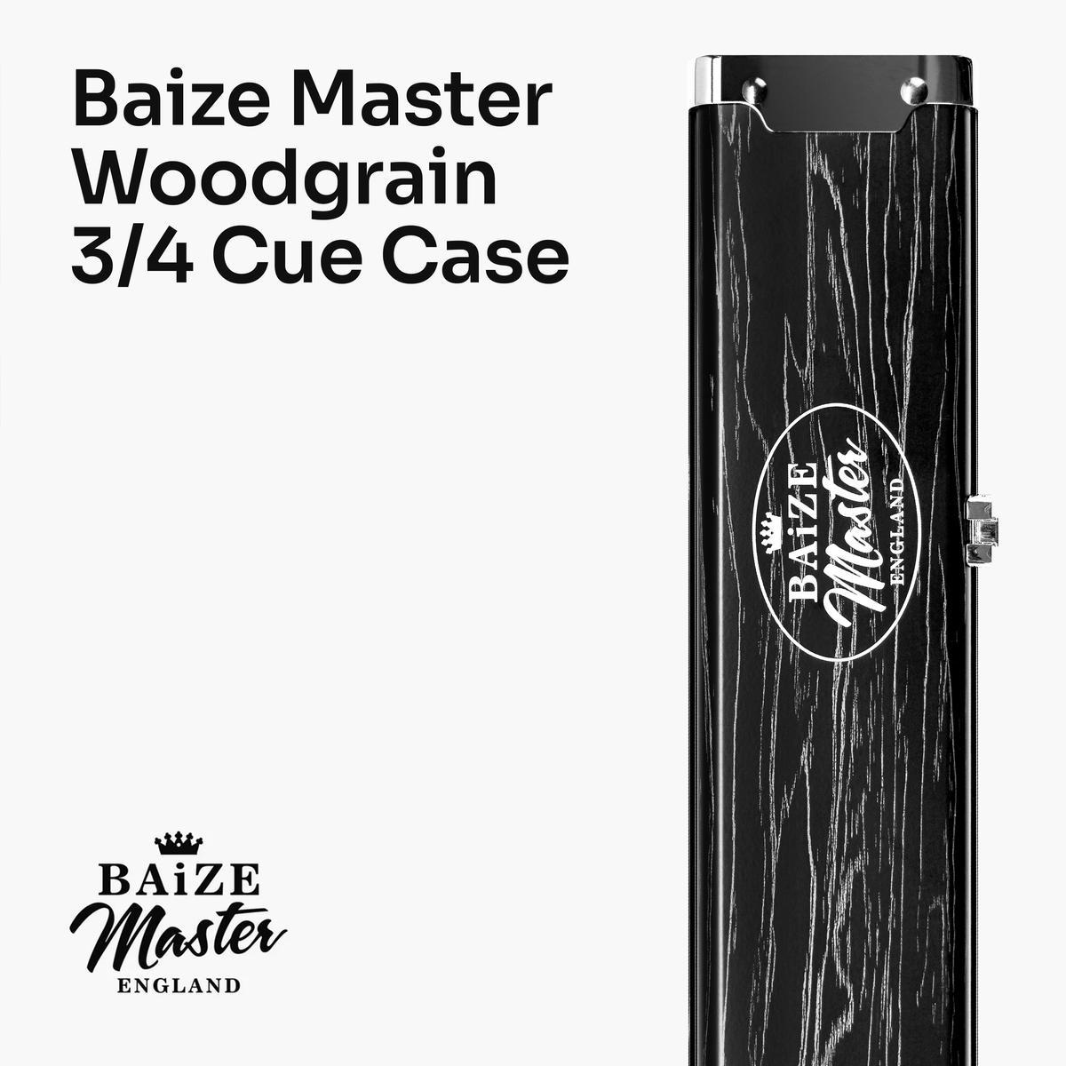 Baize Master Woodgrain 3/4 3 Slot Aluminium Snooker and Pool Cue Case - Holds 2 Cues + Extensions