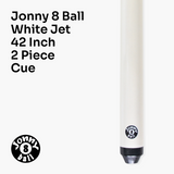 Jonny 8 Ball 42 Inch WHITE JET JUNIOR 2 Pc Ash Pool Snooker Cue - 10mm Tip