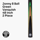 Jonny 8 Ball 48 Inch 2 Piece VANQUISH Junior Kids Snooker Pool Cue and HARD CASE Set 10mm Tip