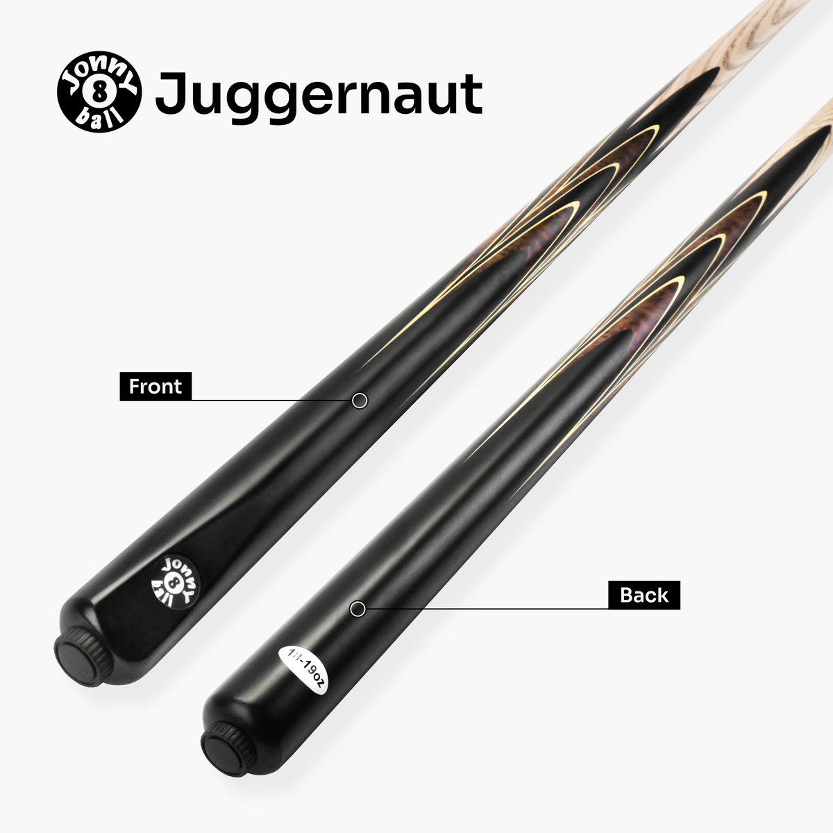 Jonny 8 Ball Juggernaut 57 Inch 1 Piece Ash English Pool Break Cue with Phenolic Ferrule and 10.5mm Crystal Tip