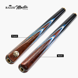 Baize Master Platinum Series Majestique 57 Inch ¾ Joint Hand Spliced Luxury Ash English Pool Cue with 8.5mm Baize Master Blue Pressed Tip and Genuine Ebony Butt