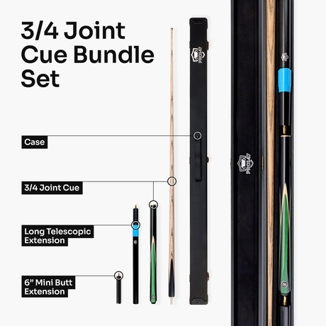 PRO147 Jester 3/4 Joint Snooker and Pool Cue and Case Set with 9.3mm Pro Tip PRO147