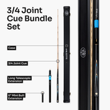 Baize Master Marine Centurion 3/4 Joint Snooker and Pool Cue and Case Set with 9.5mm Pro Impact Hybrid Tip Baize Master