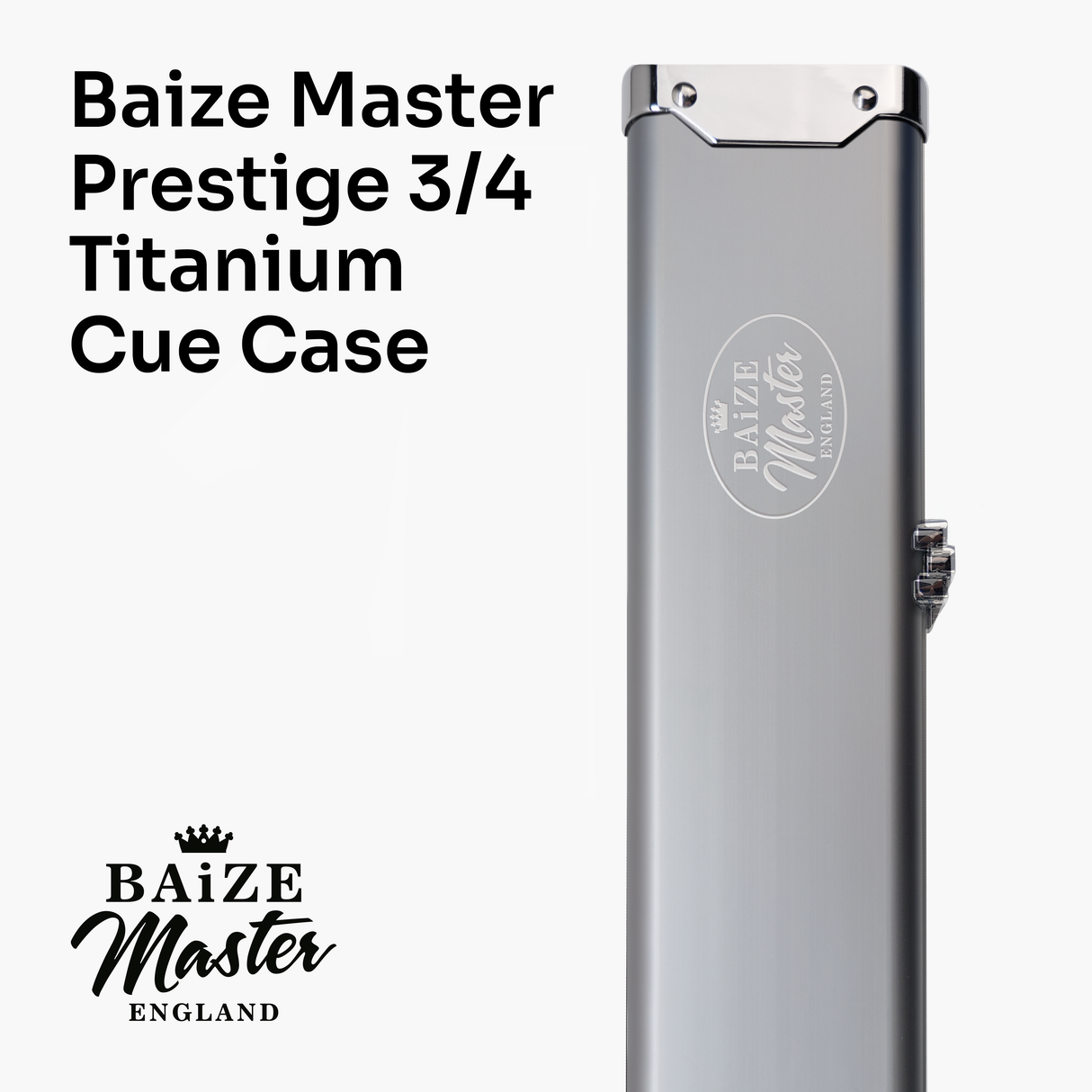 BAIZE MASTER Prestige Pro Aluminium 3/4 Luxury Snooker Pool Cue Case – Holds Two ¾ Joint Cues