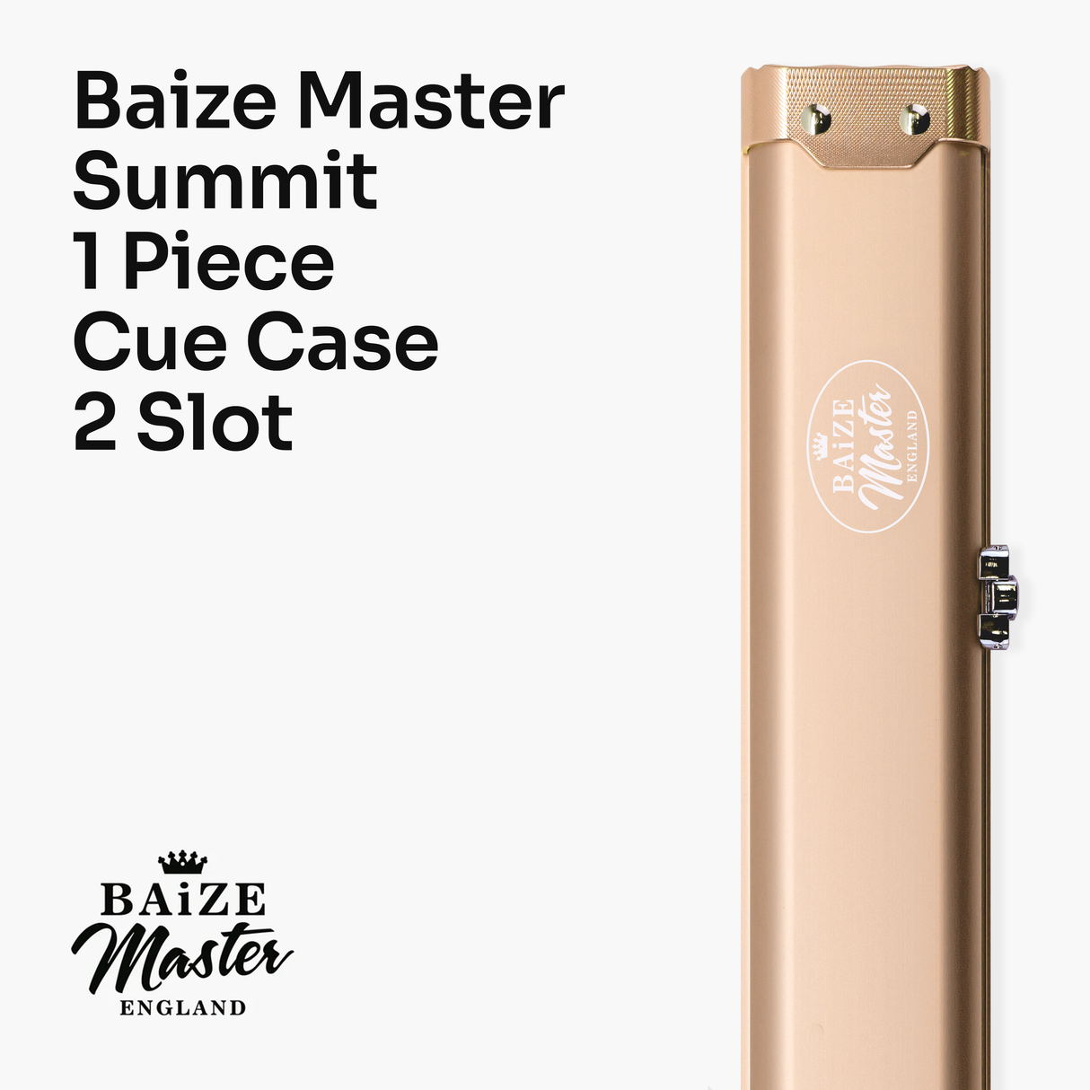 Baize Master Summit One Piece Two Slot Luxury Aluminium Snooker and Pool Cue Case with Chunky Metal Ends – Holds 2 x One Piece Cues