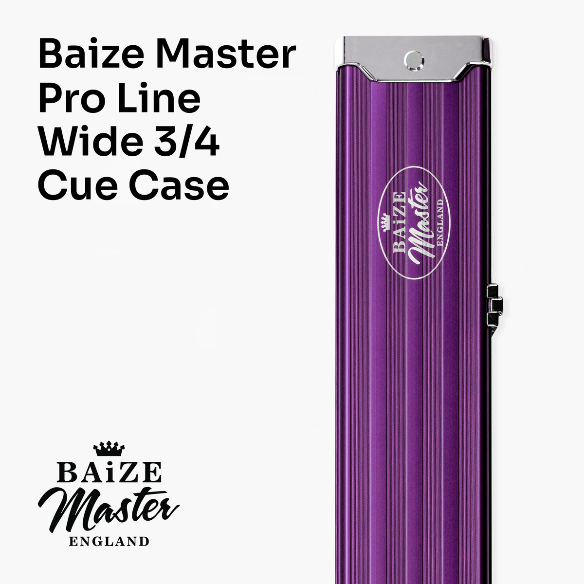 Baize Master Pro Line Wide 3/4 3 Slot Luxury Aluminium Snooker and Pool Cue Case - Holds 2 Cues