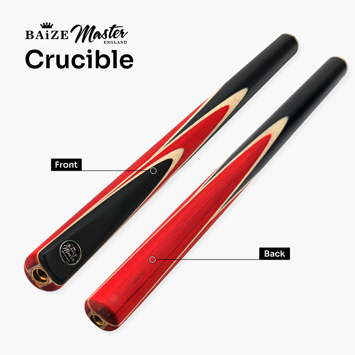 Baize Master Crucible 57 Inch 3/4 Jointed Snooker Pool Cue and Case Set 9.5mm Tip