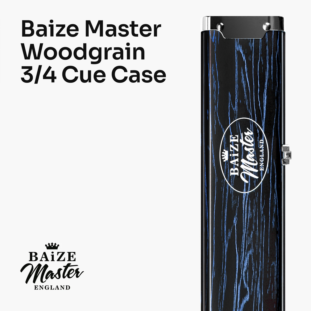 Baize Master Woodgrain 3/4 3 Slot Aluminium Snooker and Pool Cue Case - Holds 2 Cues + Extensions