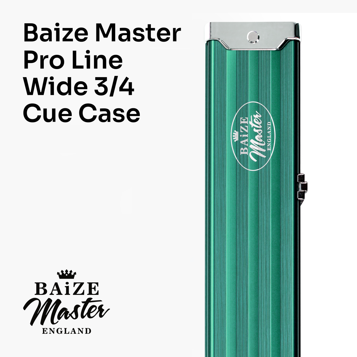 Baize Master Pro Line Wide 3/4 3 Slot Luxury Aluminium Snooker and Pool Cue Case - Holds 2 Cues