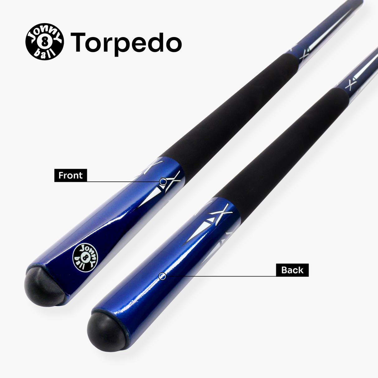 Jonny 8 Ball BLUE TORPEDO 48 Inch 2 Piece Junior Kids Snooker Pool Cue 9.5mm Tip