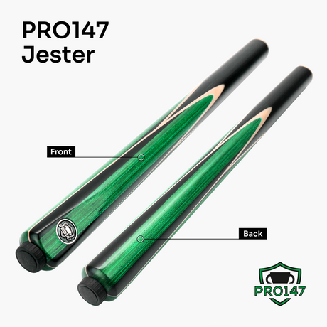 PRO147 Jester 57 Inch 3/4 Joint Hand Spliced Snooker and Pool Cue with 9.3mm Pro Tip PRO147