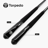 Jonny 8 Ball BLACK TORPEDO 48 Inch 2 Piece Junior Kids Snooker Pool Cue and Hard Case Set 9.5mm Tip