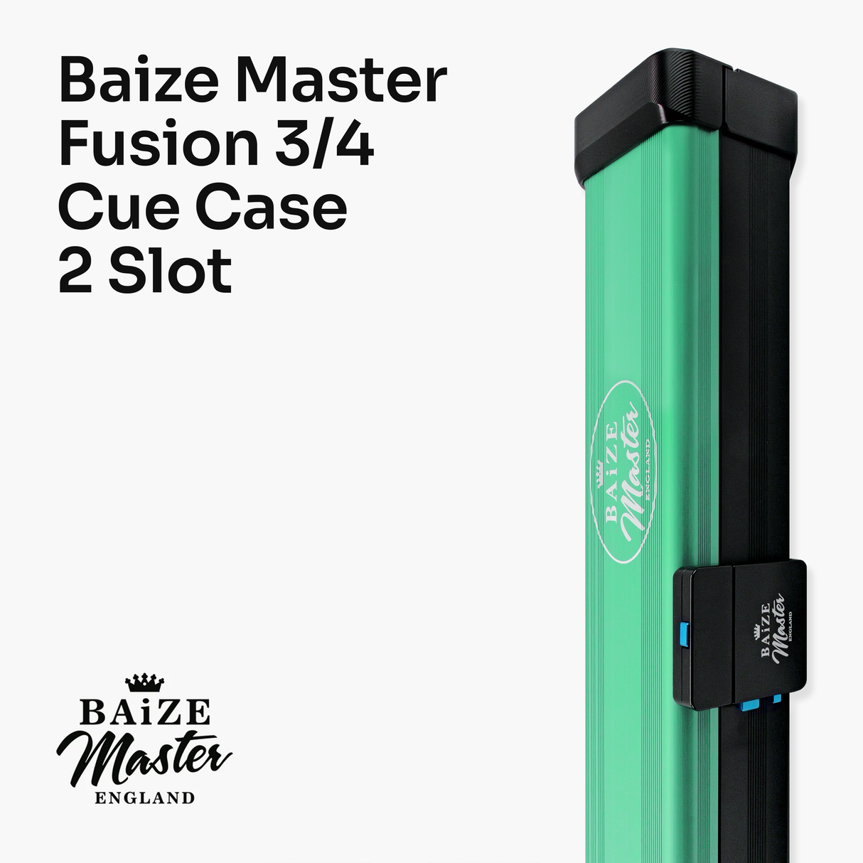 Baize Master Fusion ¾ 2 Slot Luxury Aluminium Snooker and Pool Cue Case with Trigger™ Lock – Holds 1 x ¾ Joint Cue + Extensions Baize Master