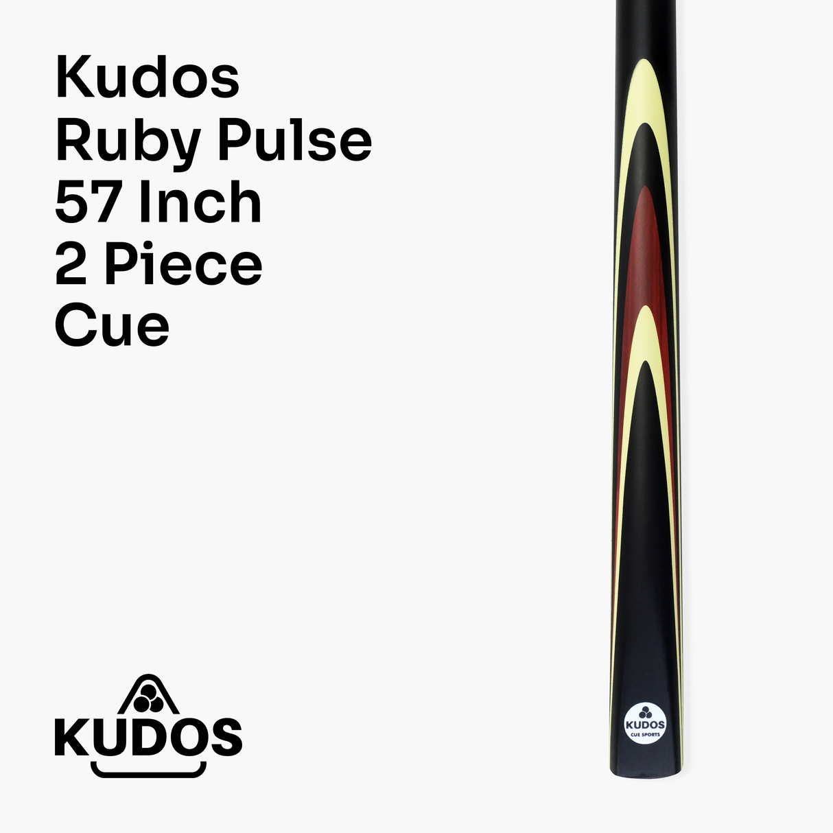 Kudos Pulse 57 Inch 2 Piece Heavyweight Snooker Pool Cue and Case Set 9.5mm Tip