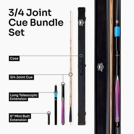 PRO147 Jester 3/4 Joint Snooker and Pool Cue and Case Set with 9.3mm Pro Tip PRO147
