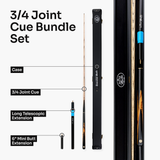 Baize Master Ember Centurion 3/4 Joint Snooker and Pool Cue and Case Set with 9.5mm Pro Impact Hybrid Tip Baize Master