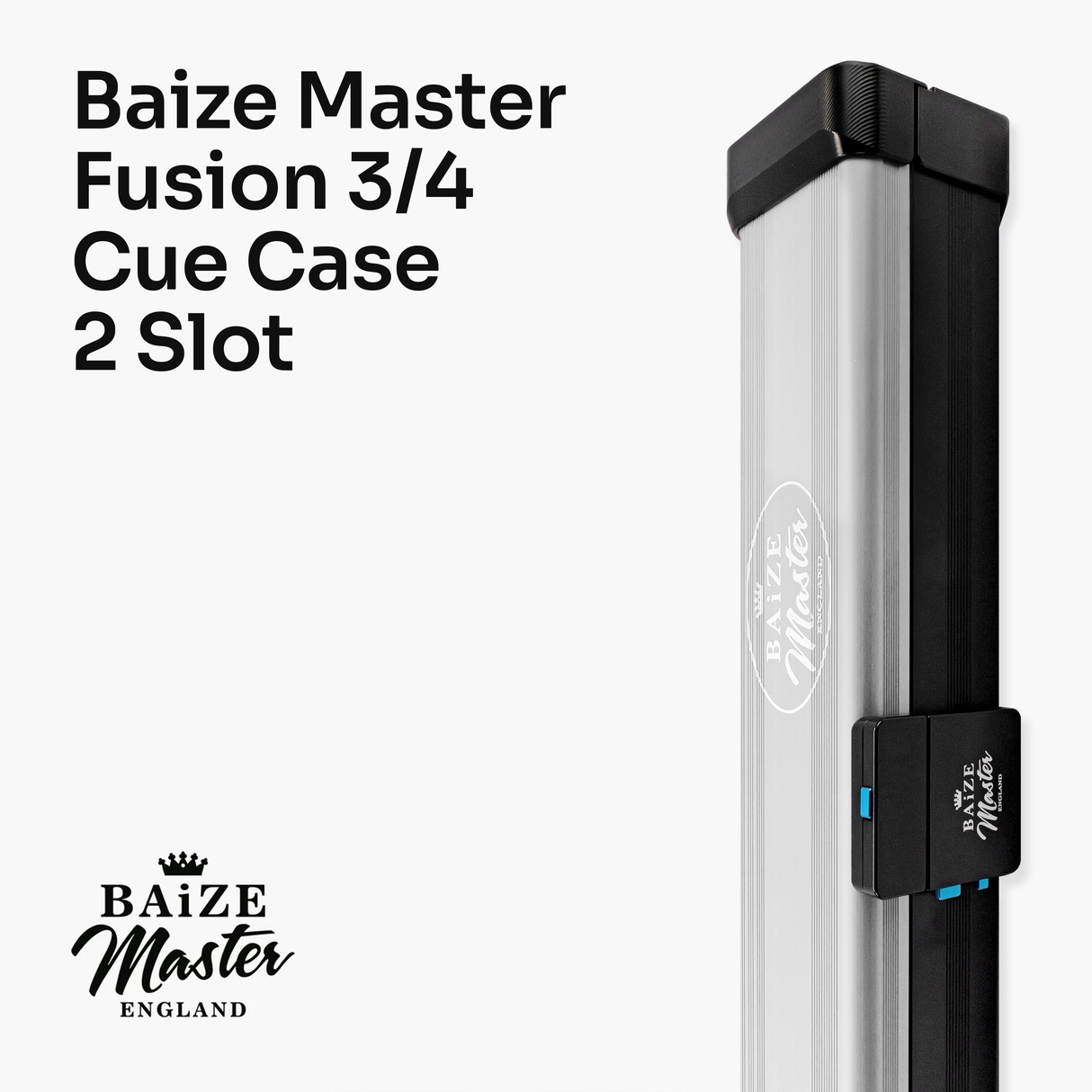 Baize Master Fusion ¾ 2 Slot Luxury Aluminium Snooker and Pool Cue Case with Trigger™ Lock – Holds 1 x ¾ Joint Cue + Extensions Baize Master
