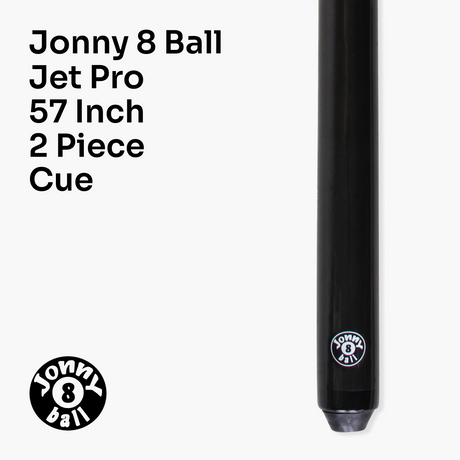 Jonny 8 Ball 57 Inch BLACK JET-PRO 2pc Ash Pool Cue with 8mm Elk Master Tip