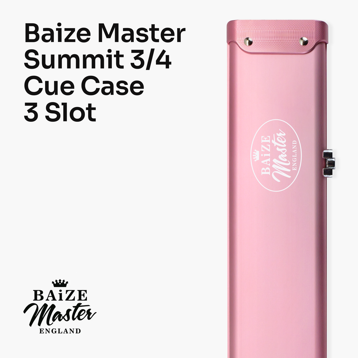 Baize Master Summit ¾ 3 Slot Luxury Aluminium Snooker and Pool Cue Case with Chunky Metal Ends – Holds 2 x ¾ Joint Cues
