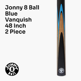 Jonny 8 Ball 48 Inch 2 Piece VANQUISH Junior Kids Snooker Pool Cue and HARD CASE Set 10mm Tip