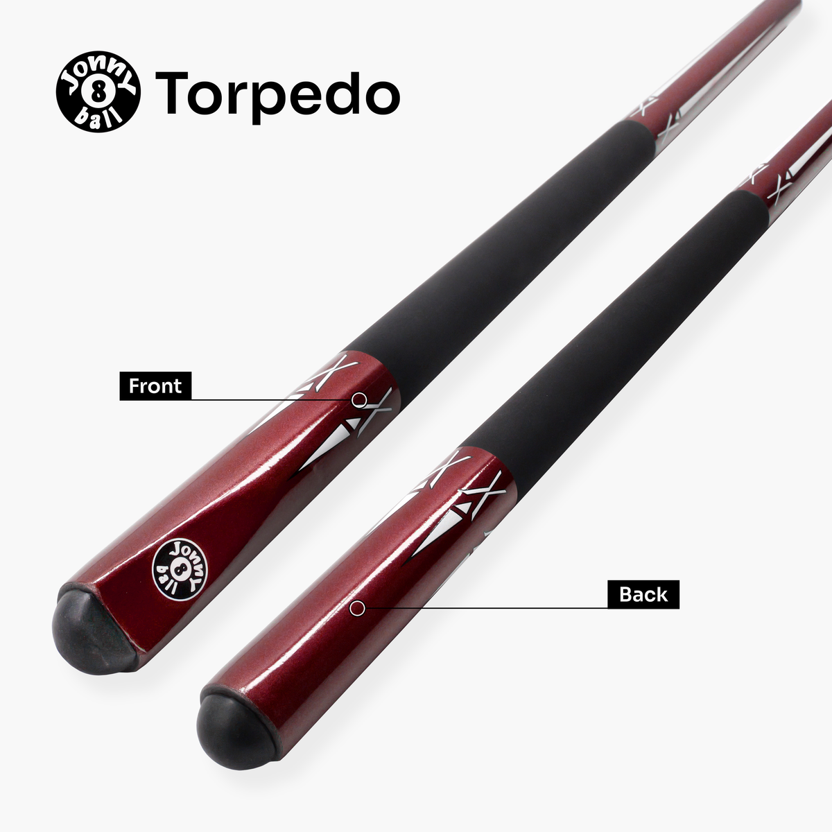 Jonny 8 Ball Torpedo 57 Inch 2 Piece Snooker and Pool Cue and Case Set with 9.5mm Layered Tip